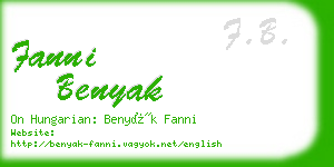 fanni benyak business card